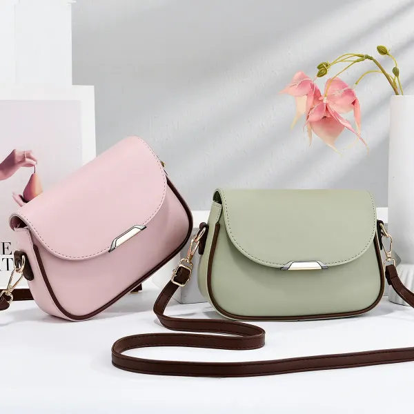 Color Block Square PU Leather Shoulder Bag For Women With Sewing Thread Detail And Single Shoulder Strap