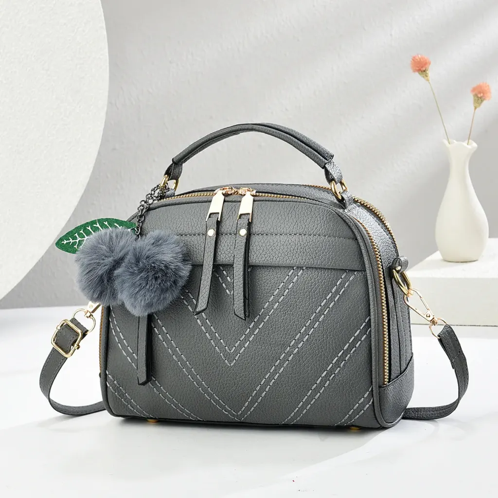 Geometric Medium Square Women’s Streetwear Square Bag With Zipper Closure And Sewing Thread Detail