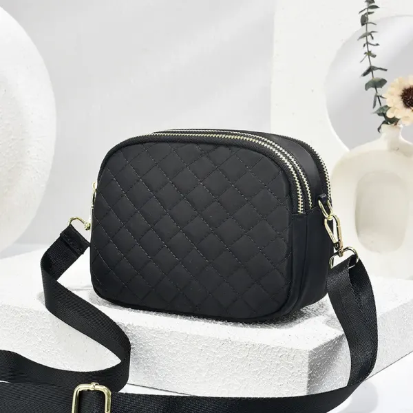 Square Oxford Cloth Shoulder Bag For Women In Solid Color Featuring Sewing Thread And Single Shoulder Strap