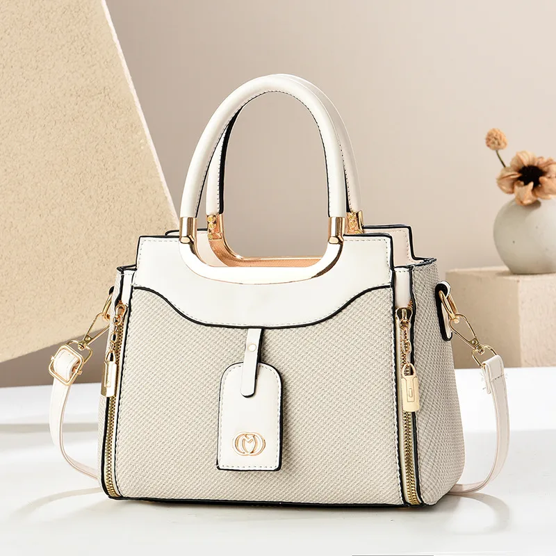 Women’s Square PU Leather Handbag With Top Handle Featuring Large Capacity And Elegant Ornament Design