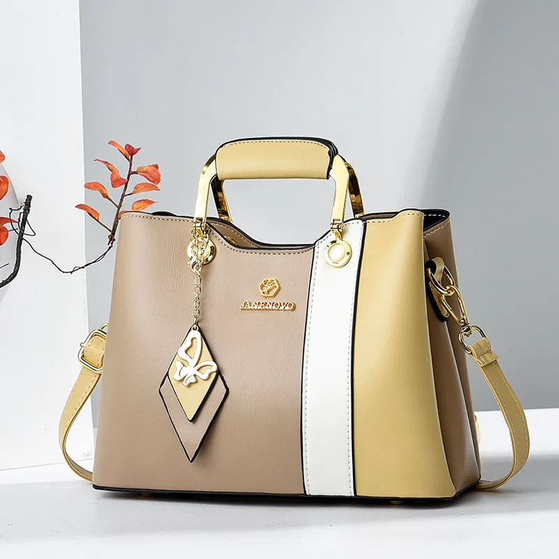 Women’s Color Block Square PU Leather Handbag With Single Shoulder Strap For Summer 2023