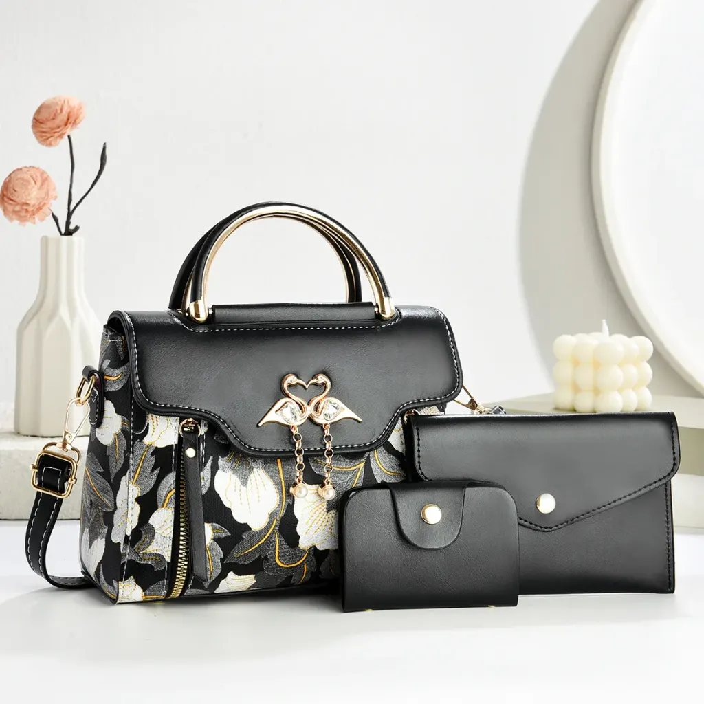 Women’s Color Block Square Handbag In PU Leather With Sewing Thread Detail