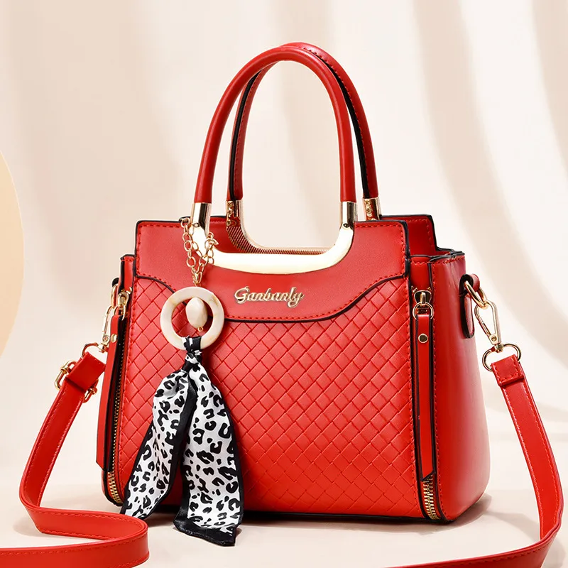 Elegant Large Square PU Leather Tote Bag For Women With Zipper Closure