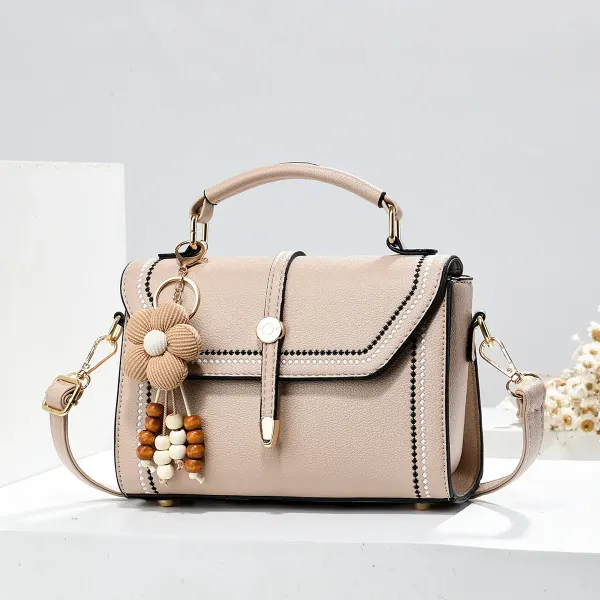 Women’s Square Bag In PU Leather Featuring Sewing Thread Design With Top Handle, Stylish Small Square Bag