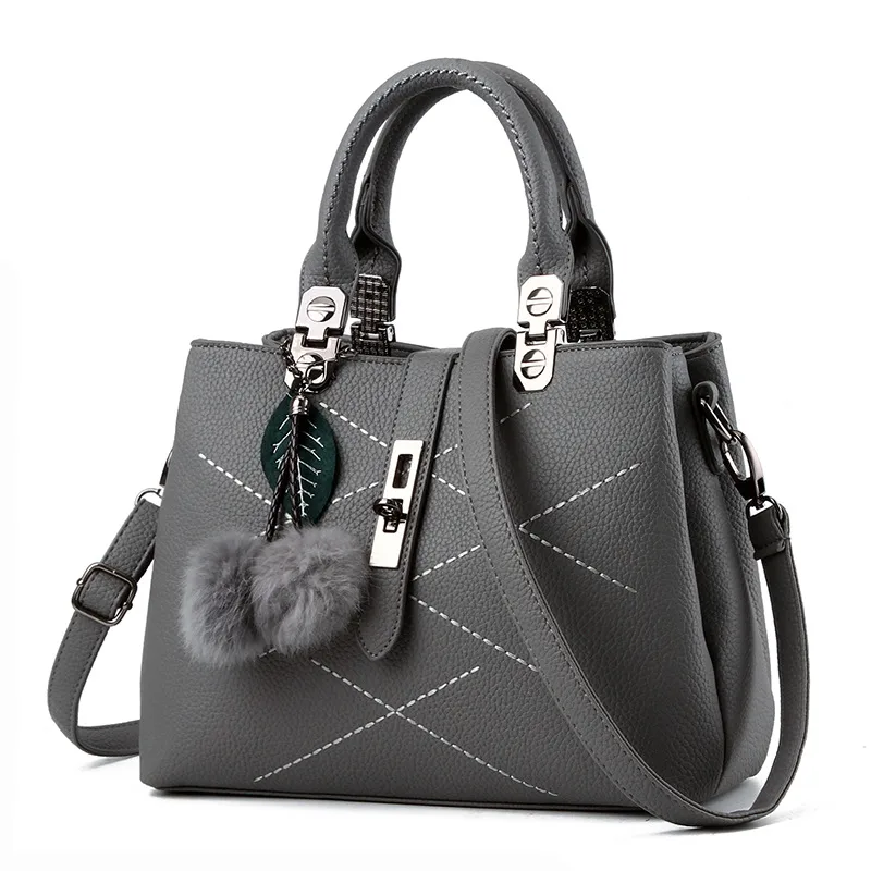 Women’s Square PU Leather Handbag With Sewing Thread Detail, Top Handle