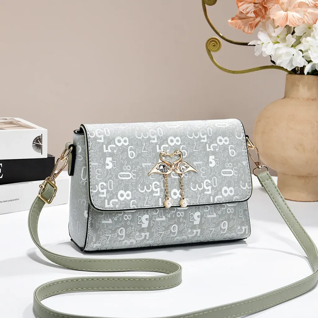 Women PU Leather Square Crossbody Bag With Letter Pattern And Sewing Thread Detail For Spring And Summer