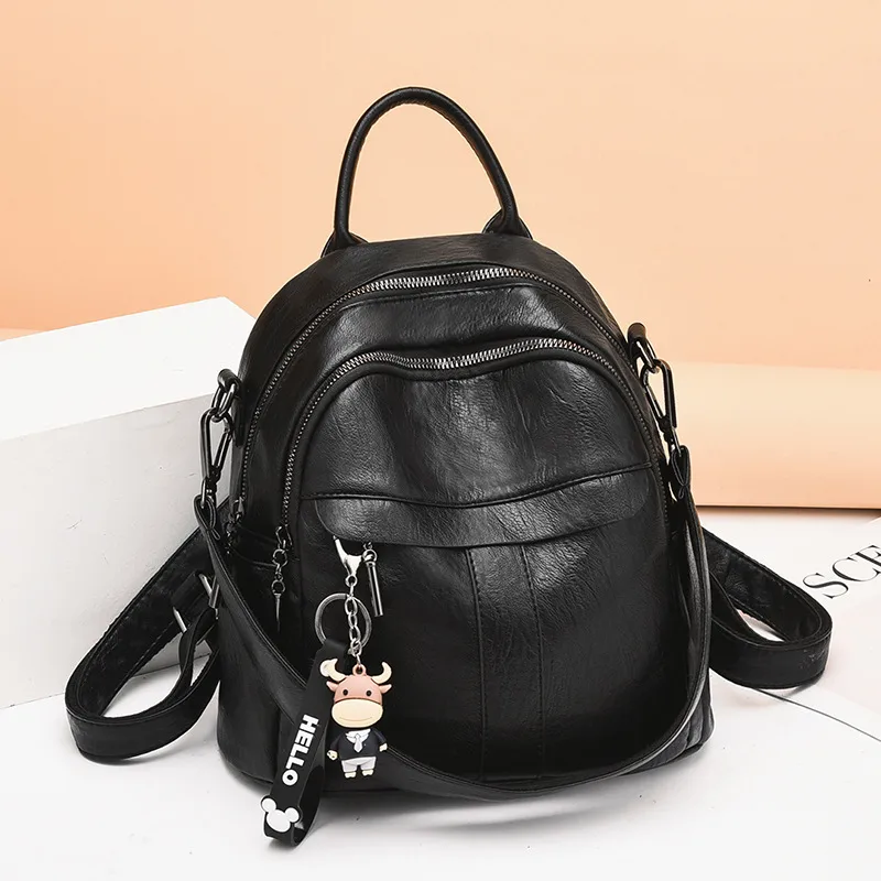 Women's Backpack Water Resistant With Sewing Thread Detail In Durable PU Material