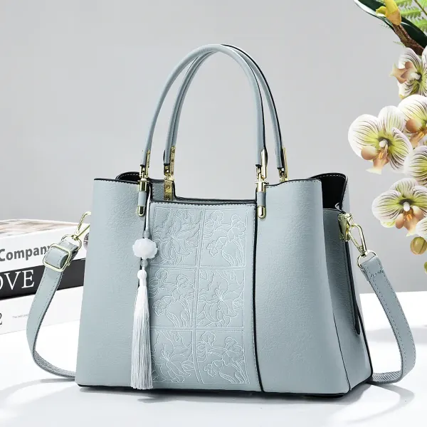 Square Pu Leather Diaper Backpack For Women Featuring Embroidery