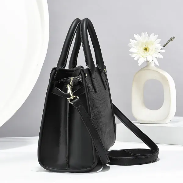 Medium Square PU Shoulder Bag With Zipper Closure And Double Shoulder Straps, Polyester Lining Ladies Handbag