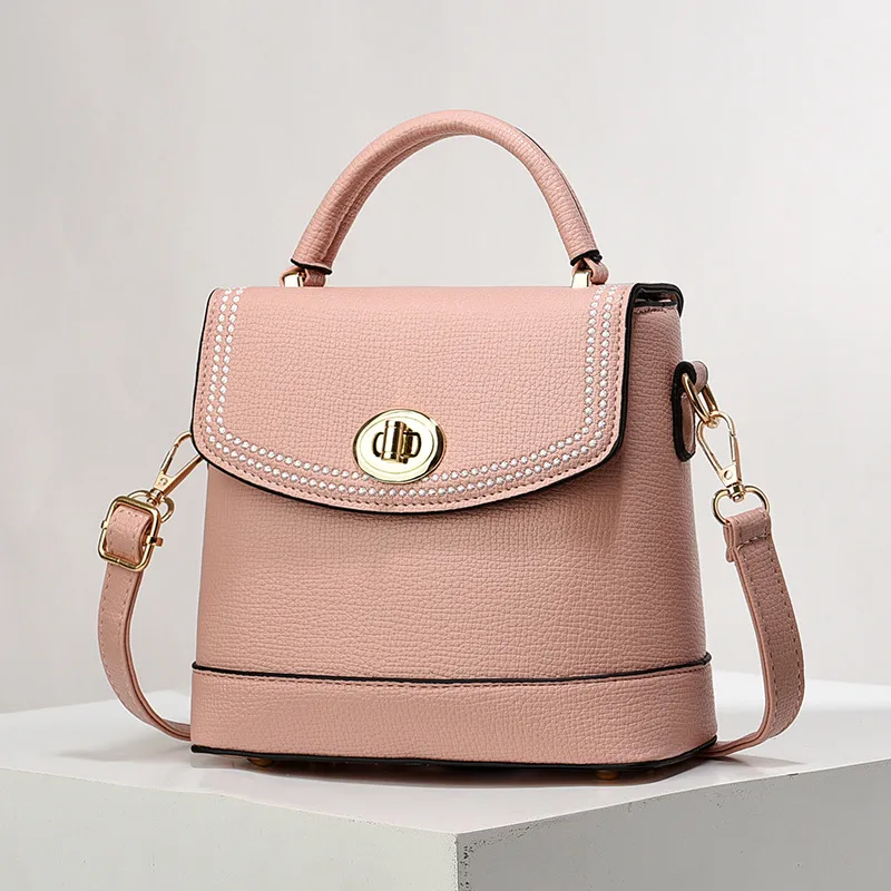 Color Block Small Square PU Leather Shoulder Bag For Women With Basic Style And Flip Cover Closure