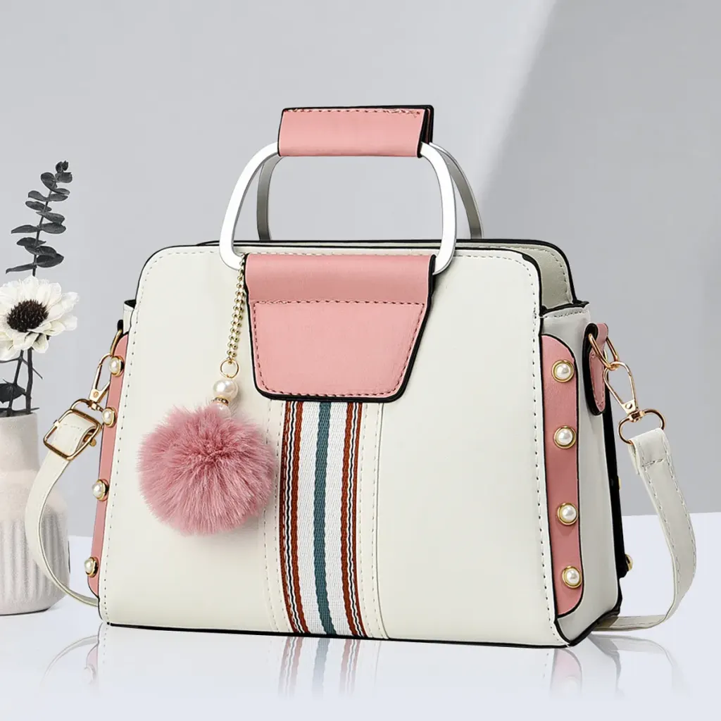 Color Block Medium Women’s PU Leather Shoulder Bag With Zipper Closure In Retro European And American Style