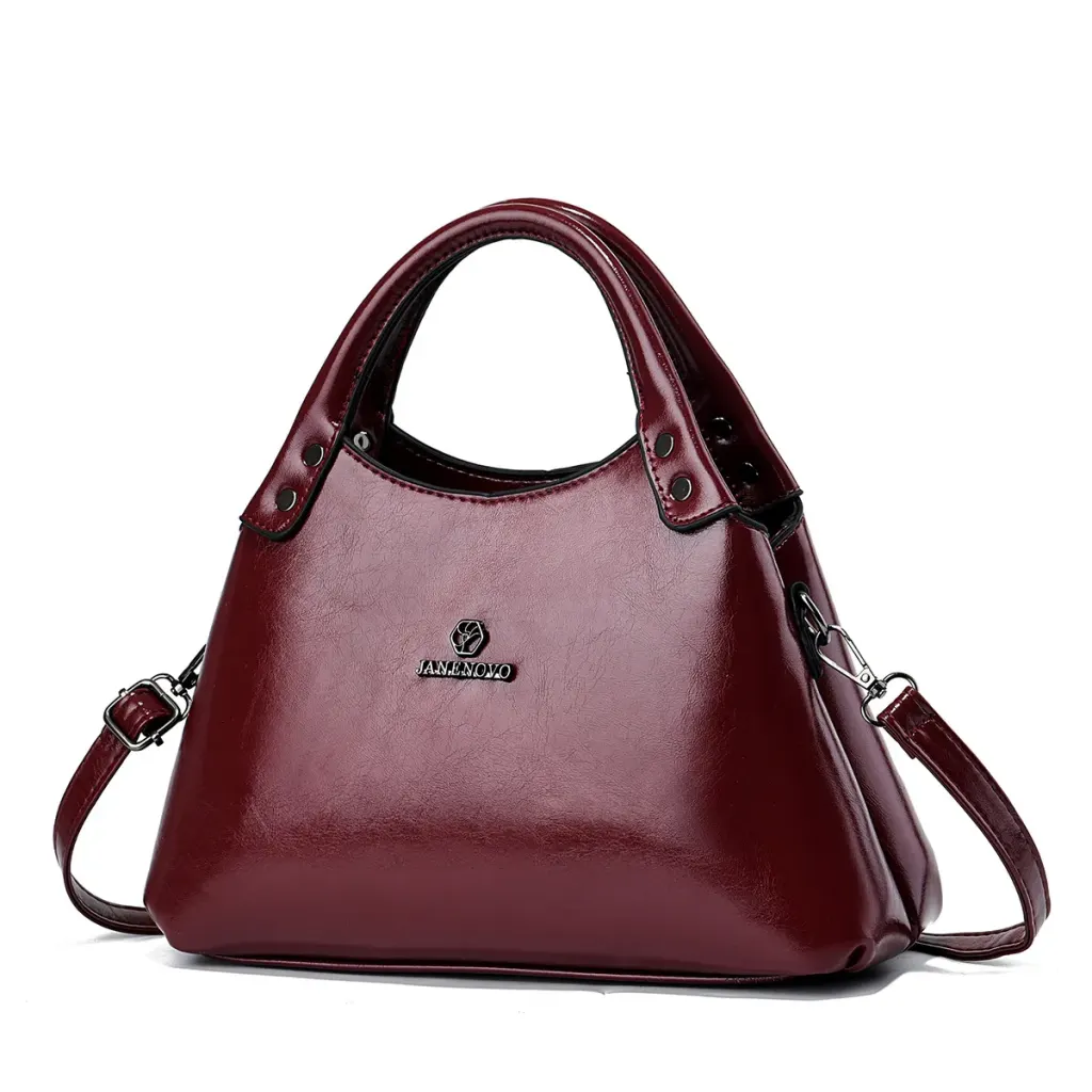 Square PU Leather Tote Bag For Women Featuring Sewing Thread Design With Top Handle