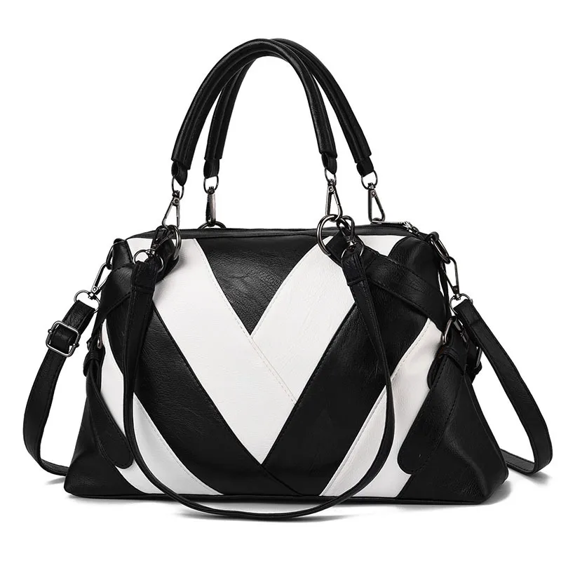 Large Plaid Soft European Style PU Leather Shoulder Bag For Women With Zipper Closure Main image