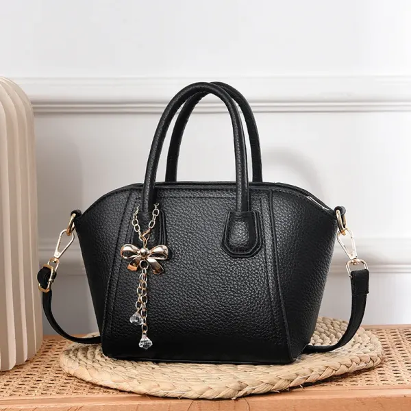 Women’s Dome Bag With Shell Shape Featuring Bow Tie Accent In PU Leather