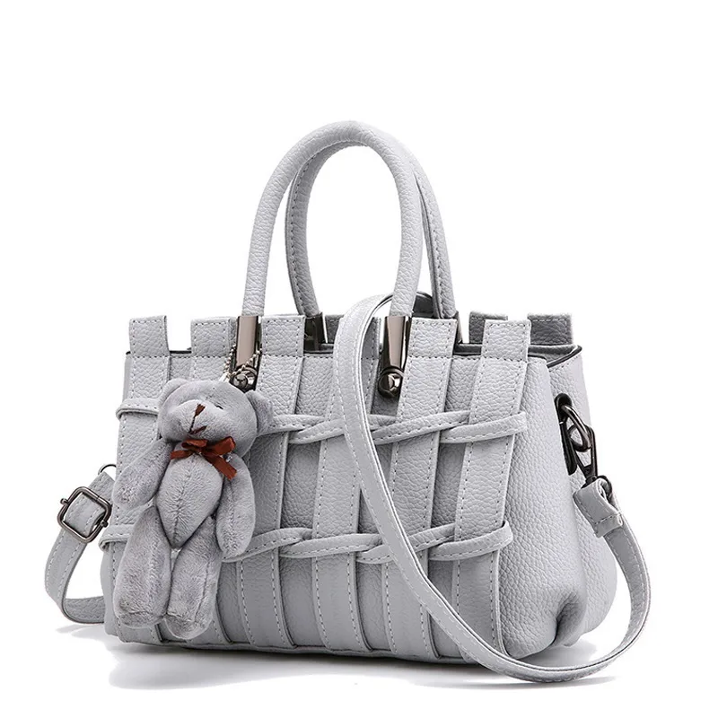 Women’s Square PU Leather Handbag With Braid Fashion Element, Featuring Top Handle Design