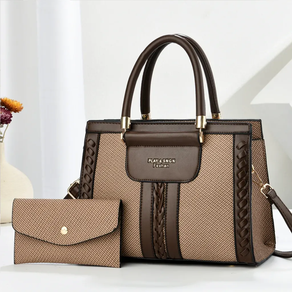 Color Block Square PU Leather Bag Set For Women With Single Shoulder Strap Featuring Large Capacity