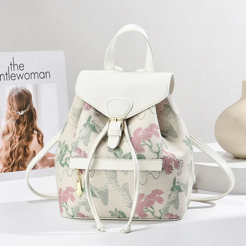 Women's Embroidery Backpack With Breathable Design, Made Of PU Material