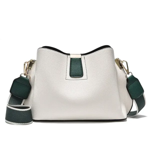 Elegant Small Solid Color PU Leather Women’s Crossbody Bucket Bag With Zipper Clasp Closure