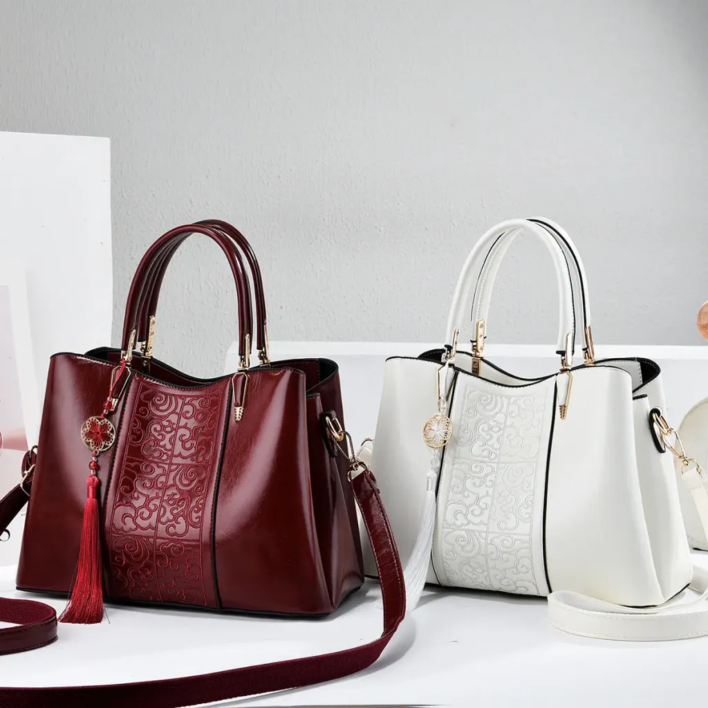 Women’s Square Shoulder Bag With Embroidered Clouds Pattern In PU Leather