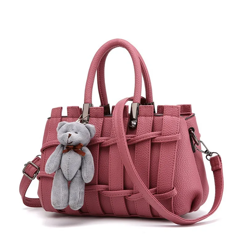 Women’s Square PU Leather Handbag With Braid Fashion Element, Featuring Top Handle Design