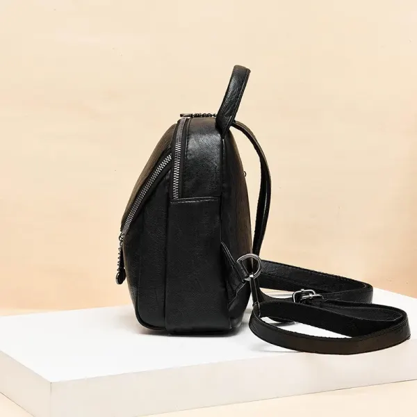 Solid Color Women's Backpack With Wear-Resistant PU Material And Stylish Sewing Thread Design For Summer