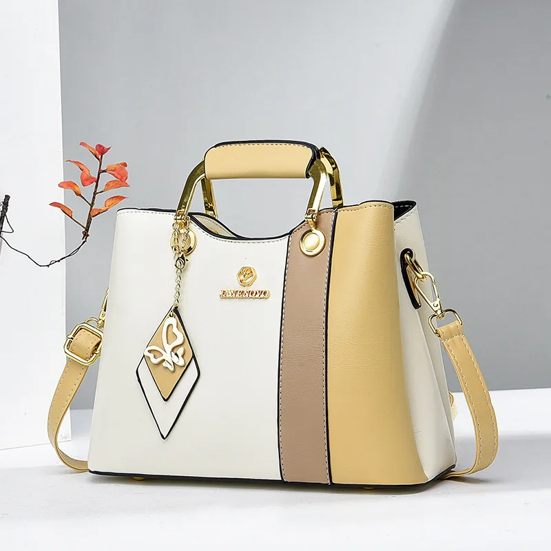 Women’s Color Block Square PU Leather Handbag With Single Shoulder Strap For Summer 2023