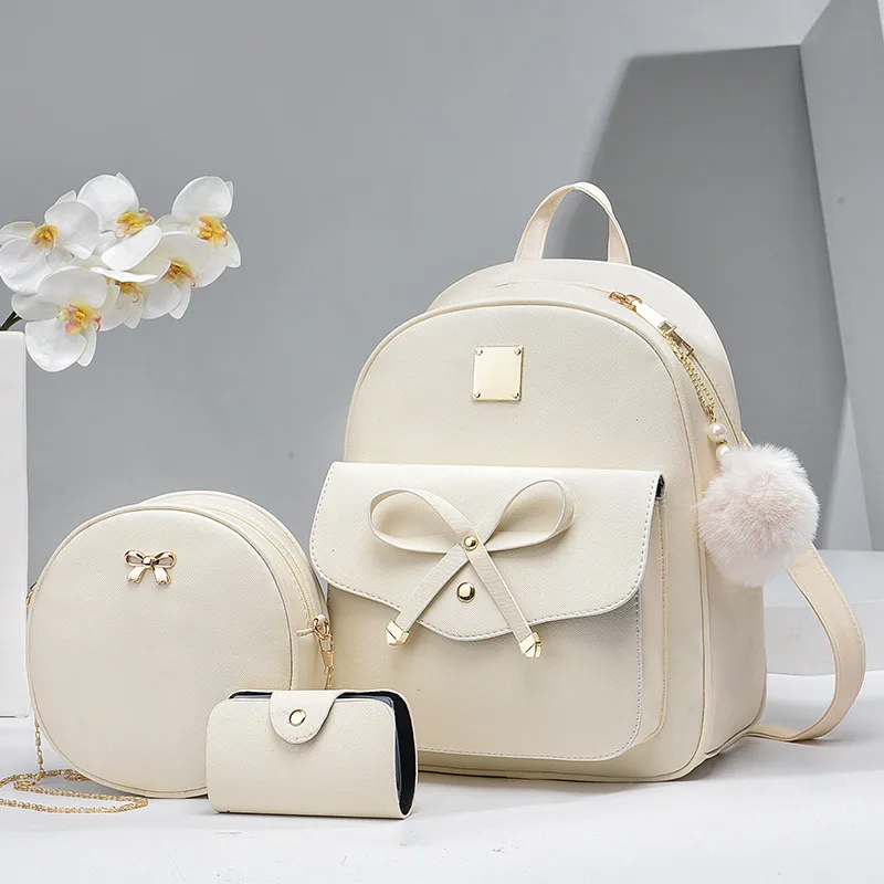 Large Solid Color PU Leather Fashion Backpack For Women Featuring Zipper Closure In Streetwear Style
