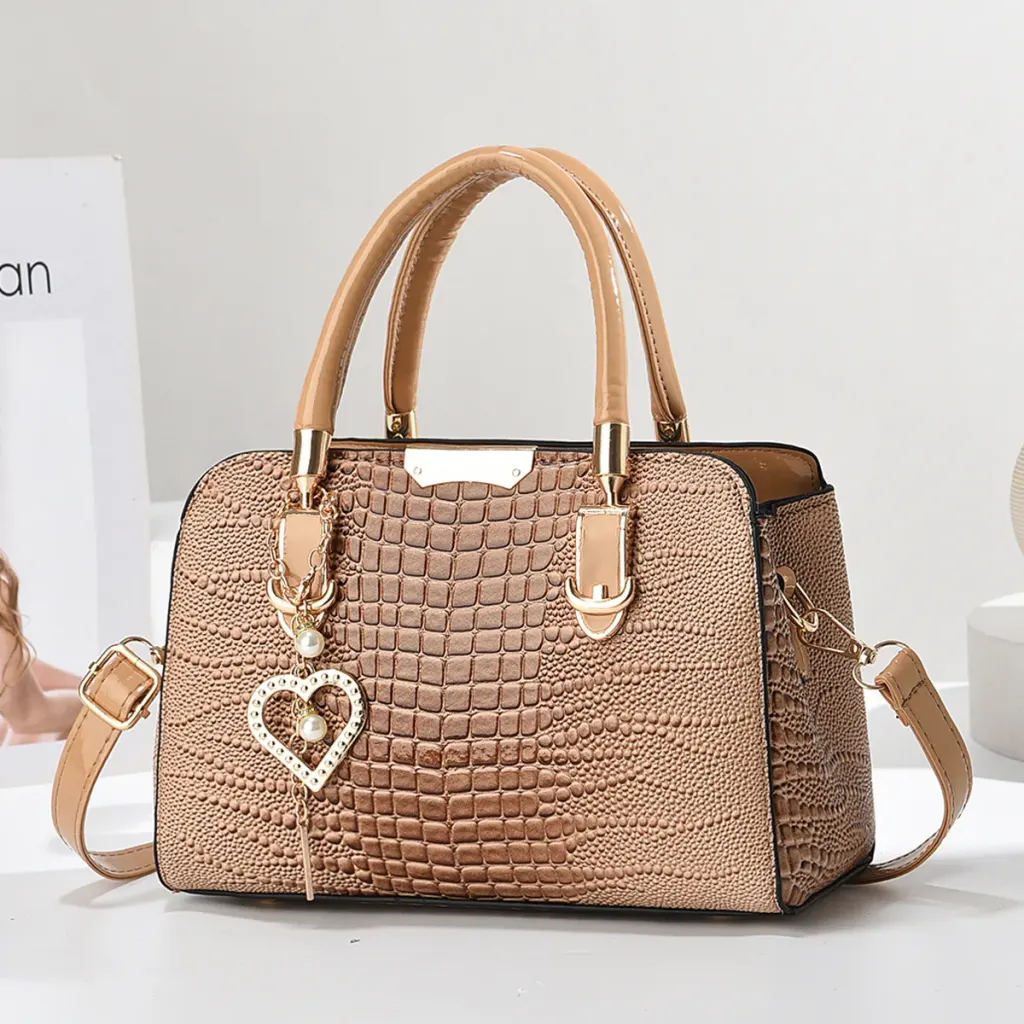 Square PU Crocodile Pattern Shoulder Bag For Women With Single Shoulder Strap Stylish Ladies Shoulder Bag