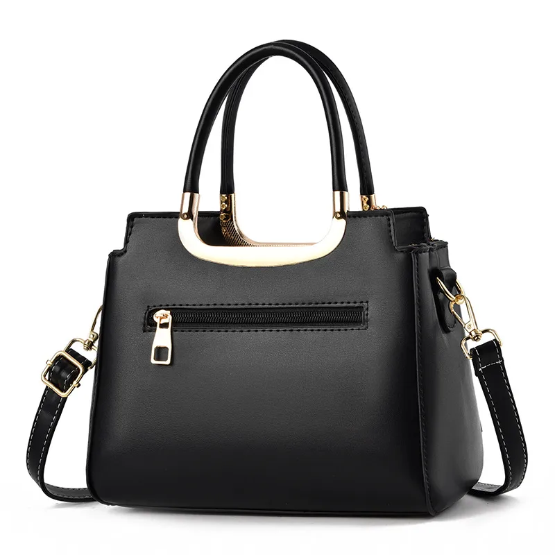 Elegant Large Square PU Leather Tote Bag For Women With Zipper Closure
