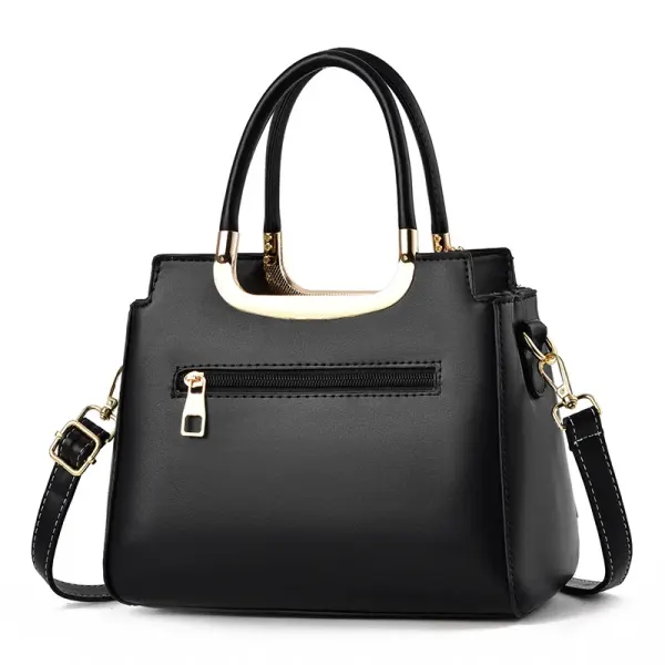 Elegant Large Square PU Leather Tote Bag For Women With Zipper Closure