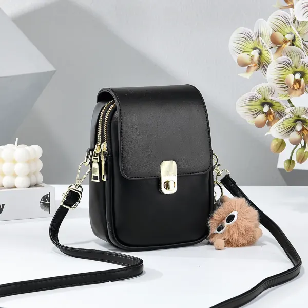 Solid Color Square PU Leather Crossbody Bag For Women With Sewing Thread Detail