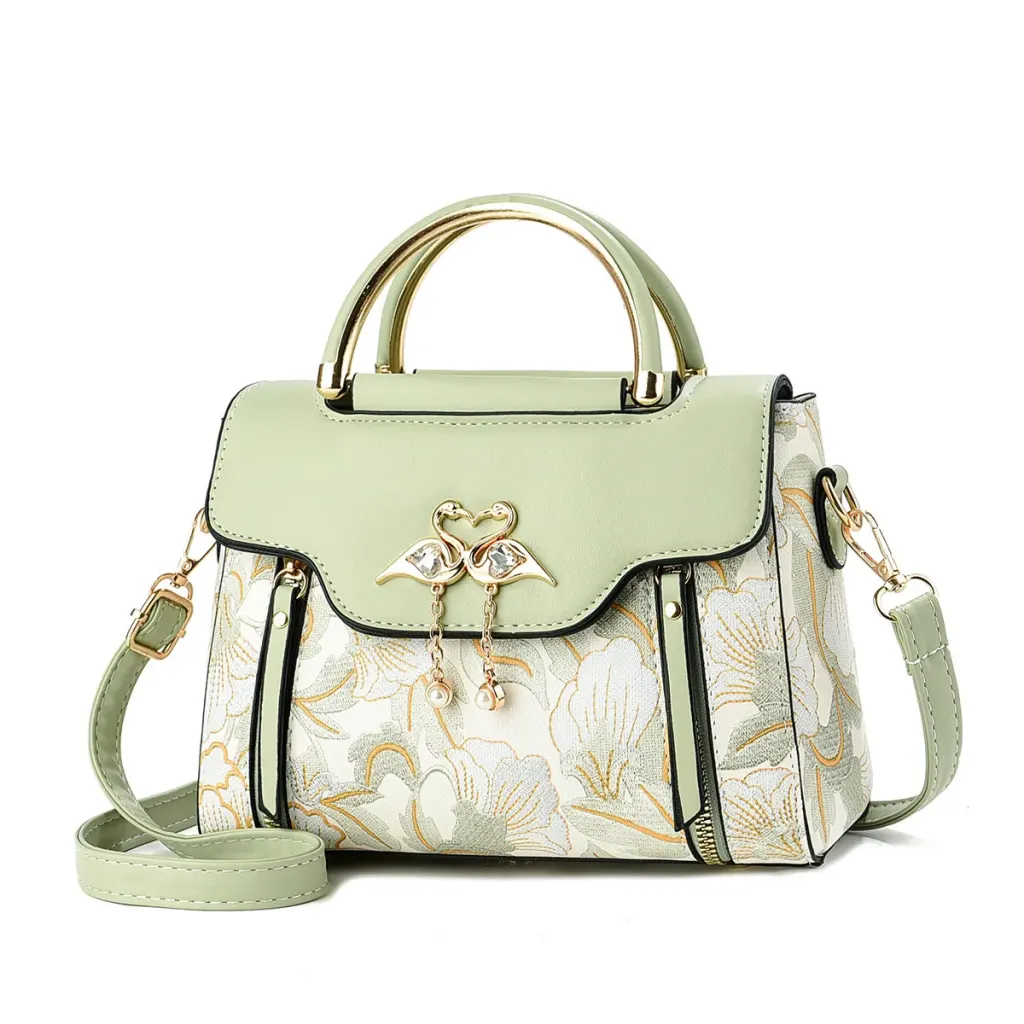 Women’s Color Block Square Handbag In PU Leather With Sewing Thread Detail