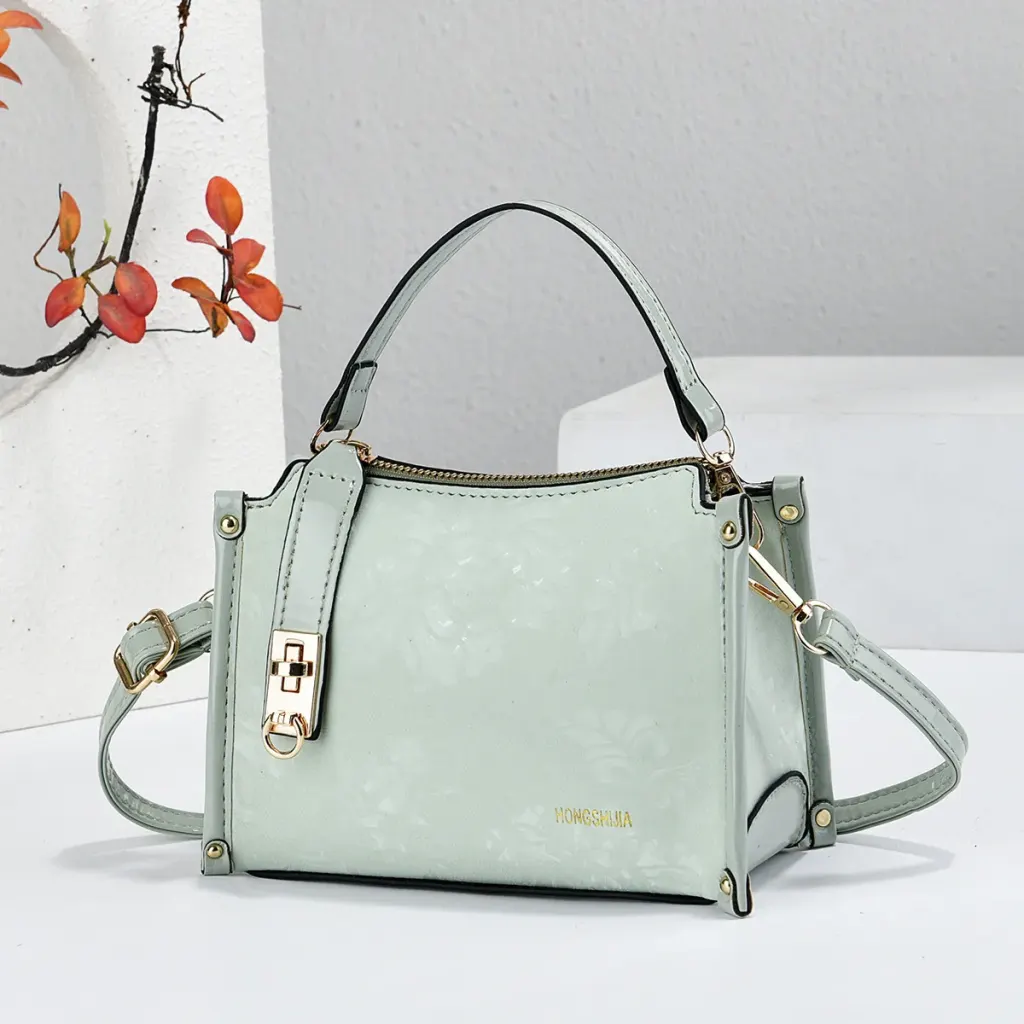 Women’s Square PU Leather Handbag With Sewing Thread Detail, Single Shoulder Strap