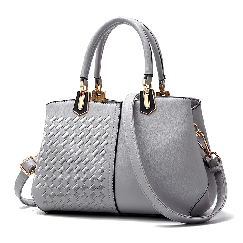 Woven-Pattern Vegan Leather Crossbody Bag