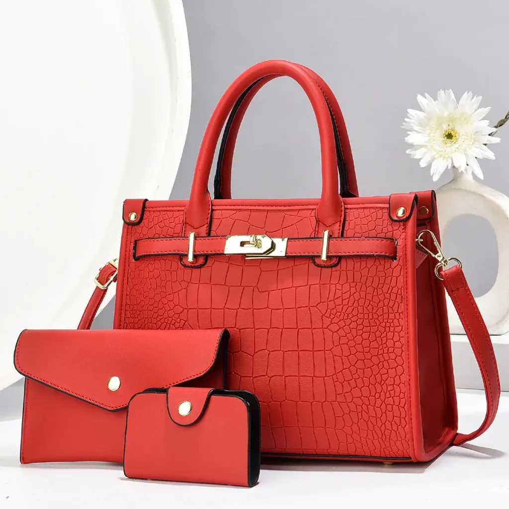 Medium Square PU Shoulder Bag With Zipper Closure And Double Shoulder Straps, Polyester Lining Ladies Handbag