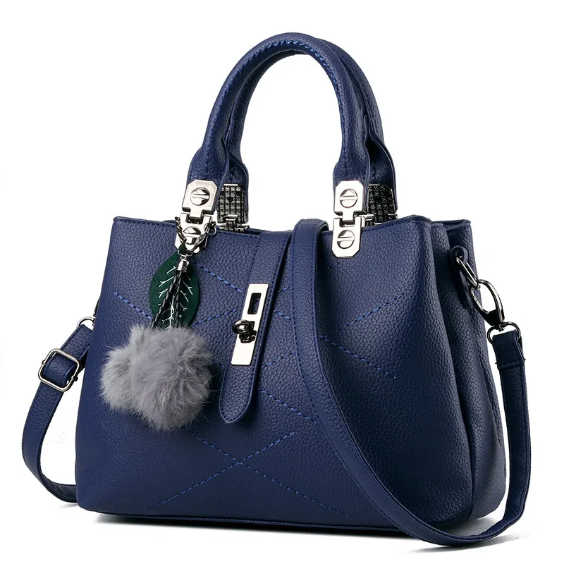 Women’s Square PU Leather Handbag With Sewing Thread Detail, Top Handle