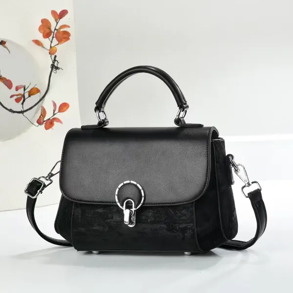 Women’s Square Splicing Shoulder Bag In PU Leather With Sewing Thread Detail And Single Shoulder Strap
