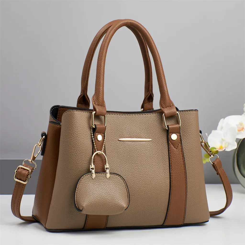 Color Block Square PU Leather Shoulder Bag For Women With Zipper Closure In Streetwear Style