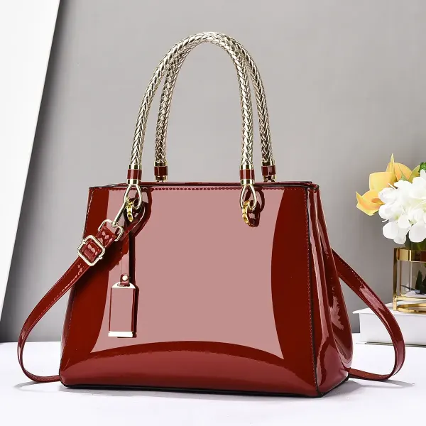 Square PU Leather Shoulder Bag With Sewing Thread Detail, Large Capacity, Single Shoulder Strap