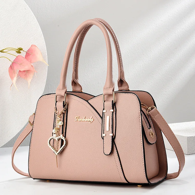 Elegant Solid Color Square PU Leather Shoulder Bag For Women With Zipper Closure