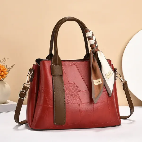 Multicolor Square PU Tote Bag For Women With Single Shoulder Strap