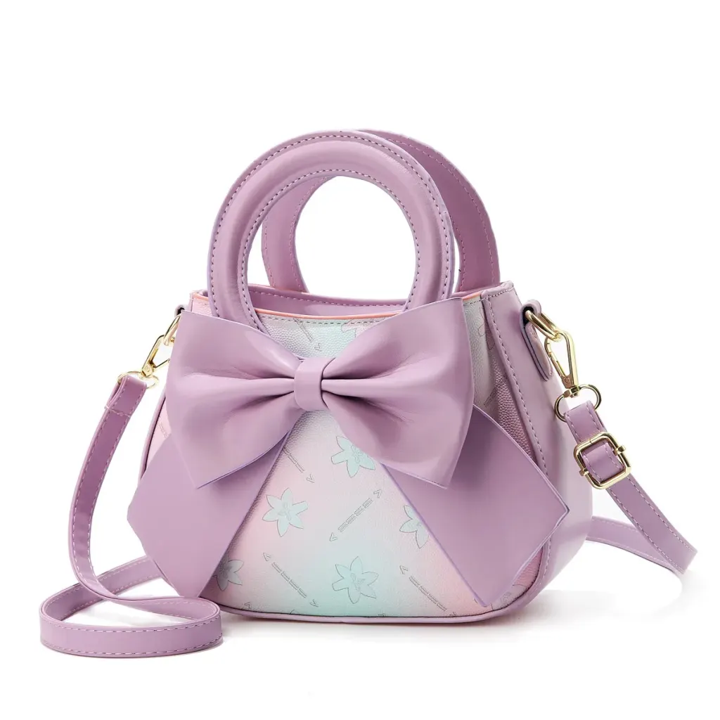 Stylish Women’s PU Leather Handbag Featuring A Square Bow Tie Design With Top Handle
