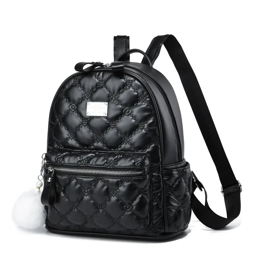 Lingge Women's Backpack In PU Material With Sewing Thread Detail, Stylish Summer Bag For Women