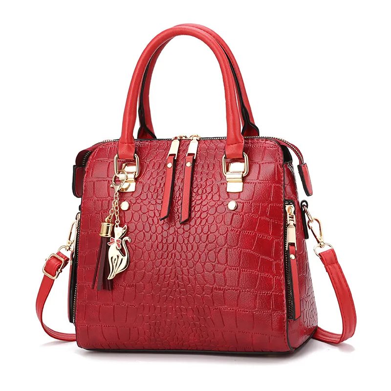 Solid Color Large PU Leather Streetwear Crossbody Shoulder Bag For Women With Zipper Closure