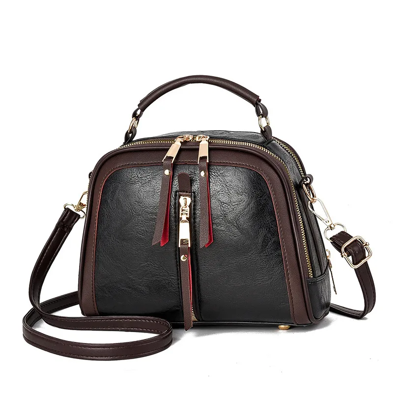 Oval PU Leather Crossbody Bag For Women With Sewing Thread Detail, Featuring Sling Strap