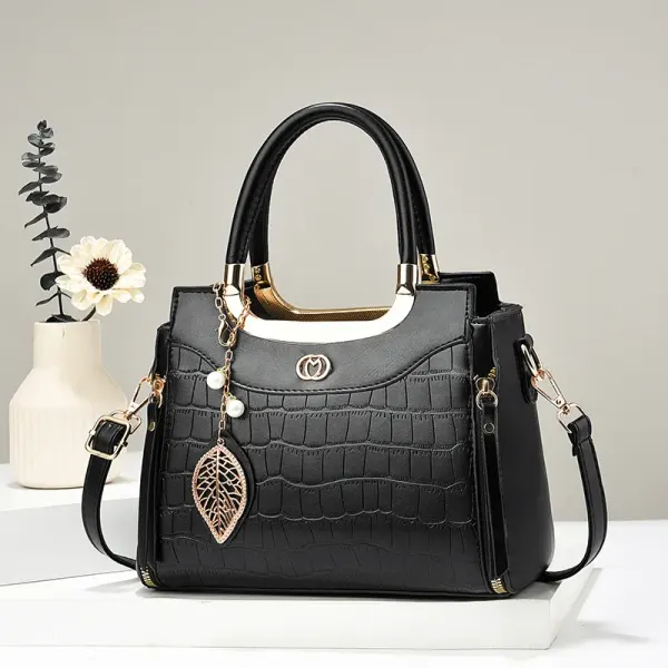 Medium Square PU Shoulder Bag For Women Featuring Sewing Thread Detail With Zipper Closure And PU Lining