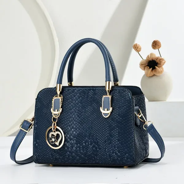 Women’s Snakeskin Pattern Square Handbag In PU Leather With Ornament Detail