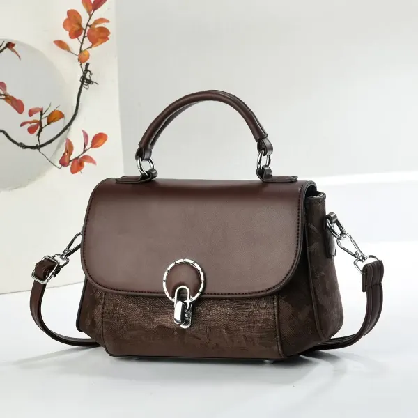 Women’s Square Splicing Shoulder Bag In PU Leather With Sewing Thread Detail And Single Shoulder Strap