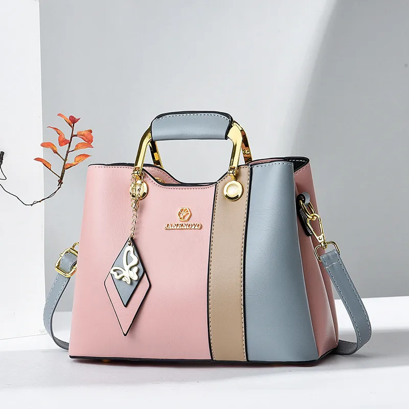 Women’s Color Block Square PU Leather Handbag With Single Shoulder Strap For Summer 2023