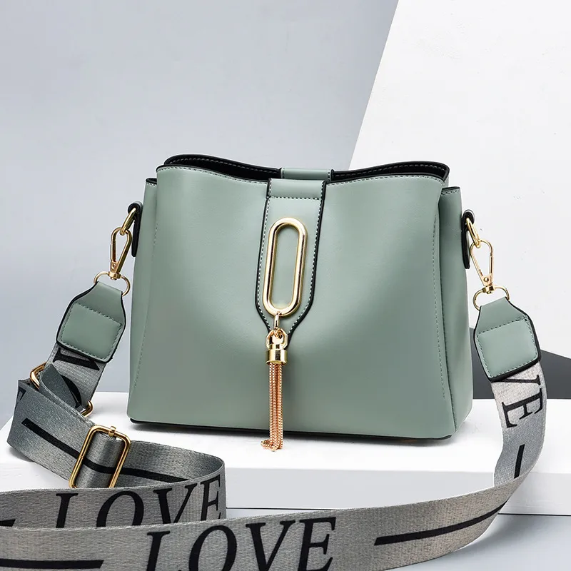 Fashion Solid Color PU Leather Women Shoulder Bag With Metal Button And Zipper Closure, Medium Size